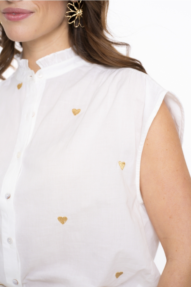 BLOUSE MET BRODERIE HARTJES 53341 81 000010 OFF-WHITE/GOLD